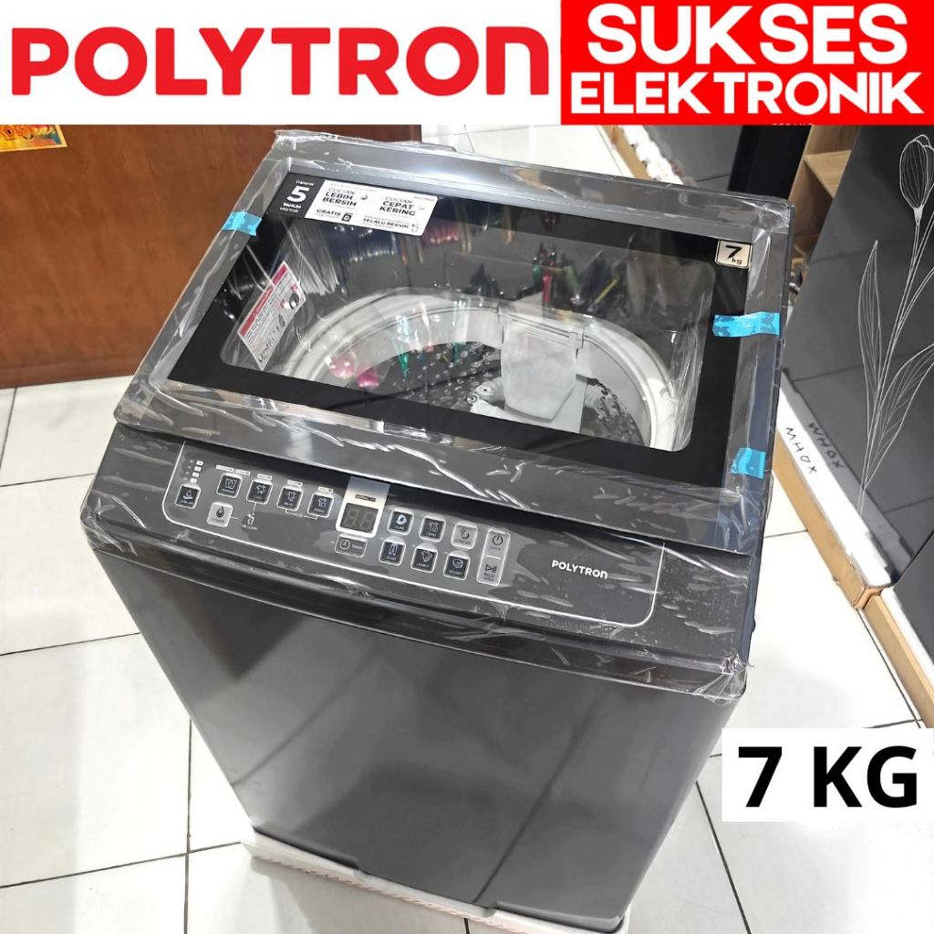 MESIN CUCI 1 TABUNG POLYTRON 7 KG ZEROMATIC PAW-7029TY / WASH MACHINE OTOMATIS PAW 7029