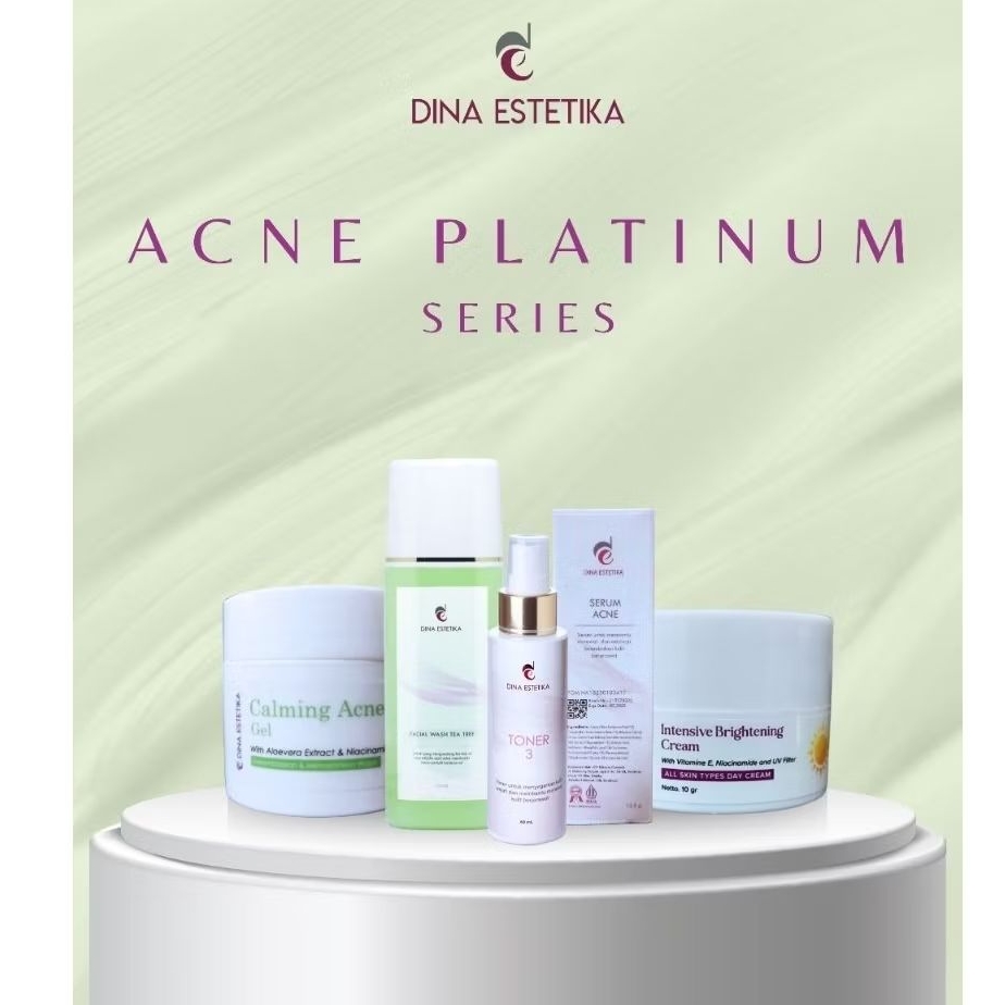 ACNE PLATINUM SERIES / CREAM WAJAH BERJERAWAT by DINA ESTETIKA / SKINCARE PEMBERSIH JERAWAT ( FREE G
