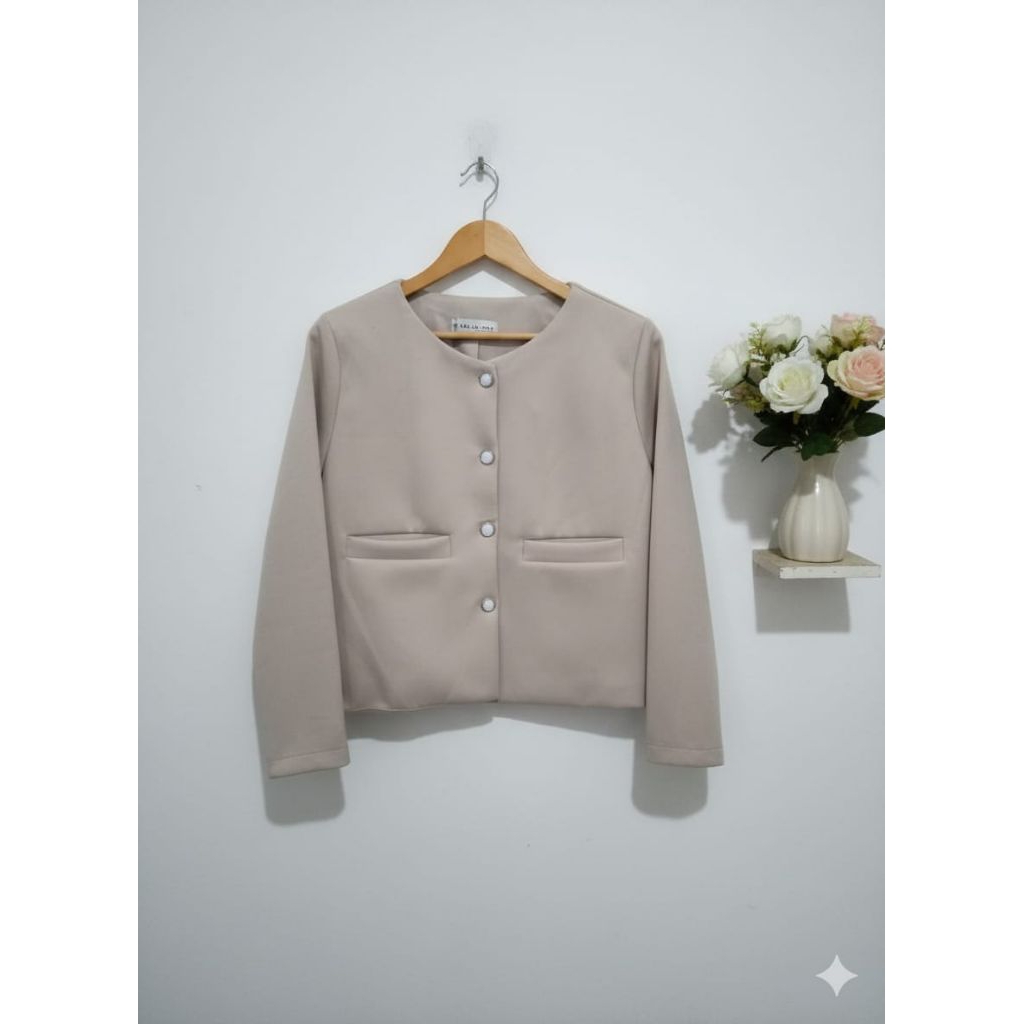 Tiffany crop blazer scuba Korean minimalis