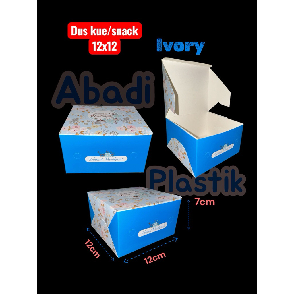 ( DUS KUE PREMIUM ) DUS KUE/SNACK IVORY MOTIF  BIRU PRESTIGE 12x12/ DUS SNACK/ KOTAK ROTI UKR 12x12