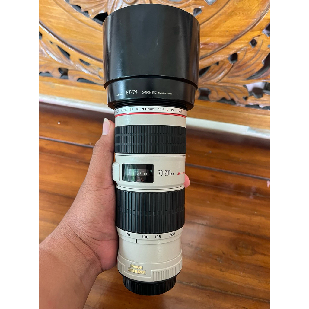 lensa tele canon 70 200mm f4 is muluss