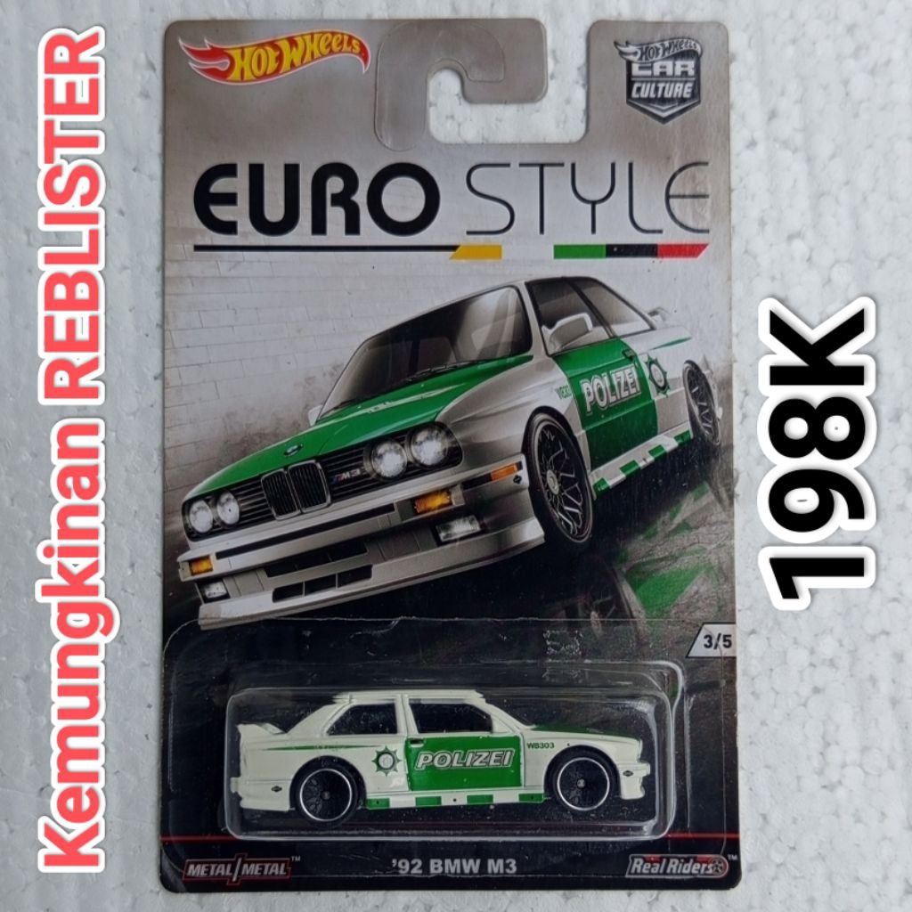 Hot Wheels Car Culture Real Riders Euro Style 92 BMW M3 Polizei