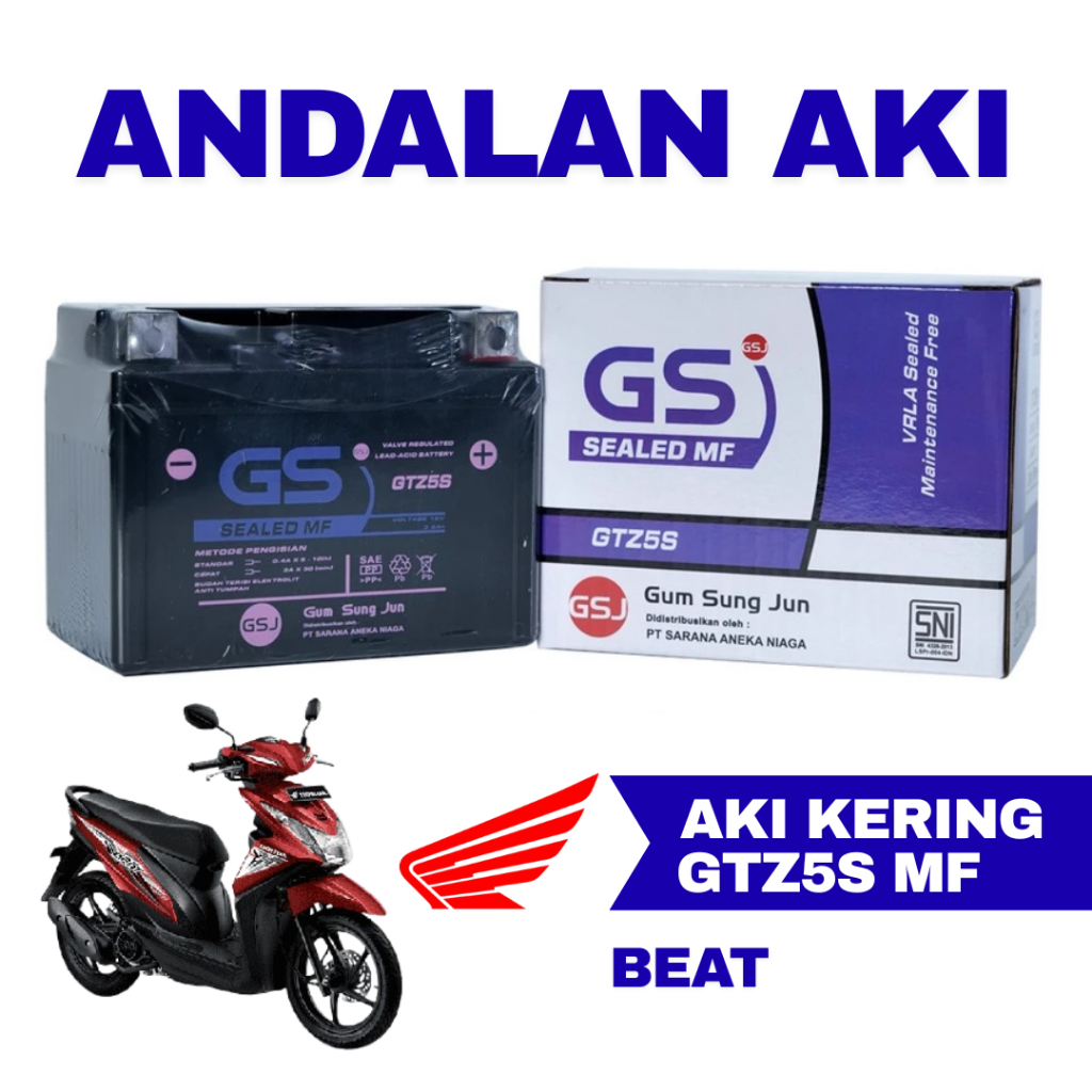 Aki Motor Honda Beat GTZ5S Aki Kering Accu Kering MF