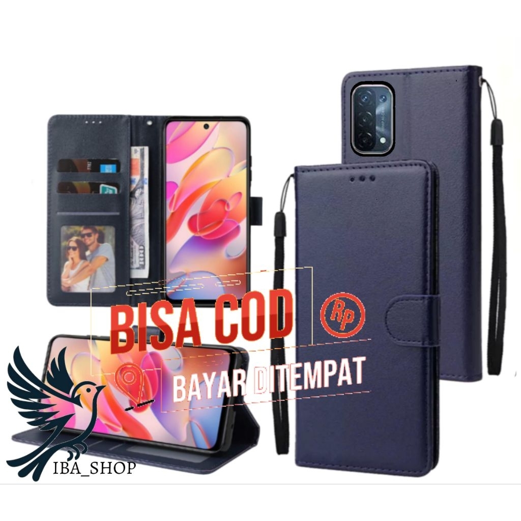 CASE HP OPPO A74 5G - CASING DOMPET-FLIP LEATHER-SARUNG HP