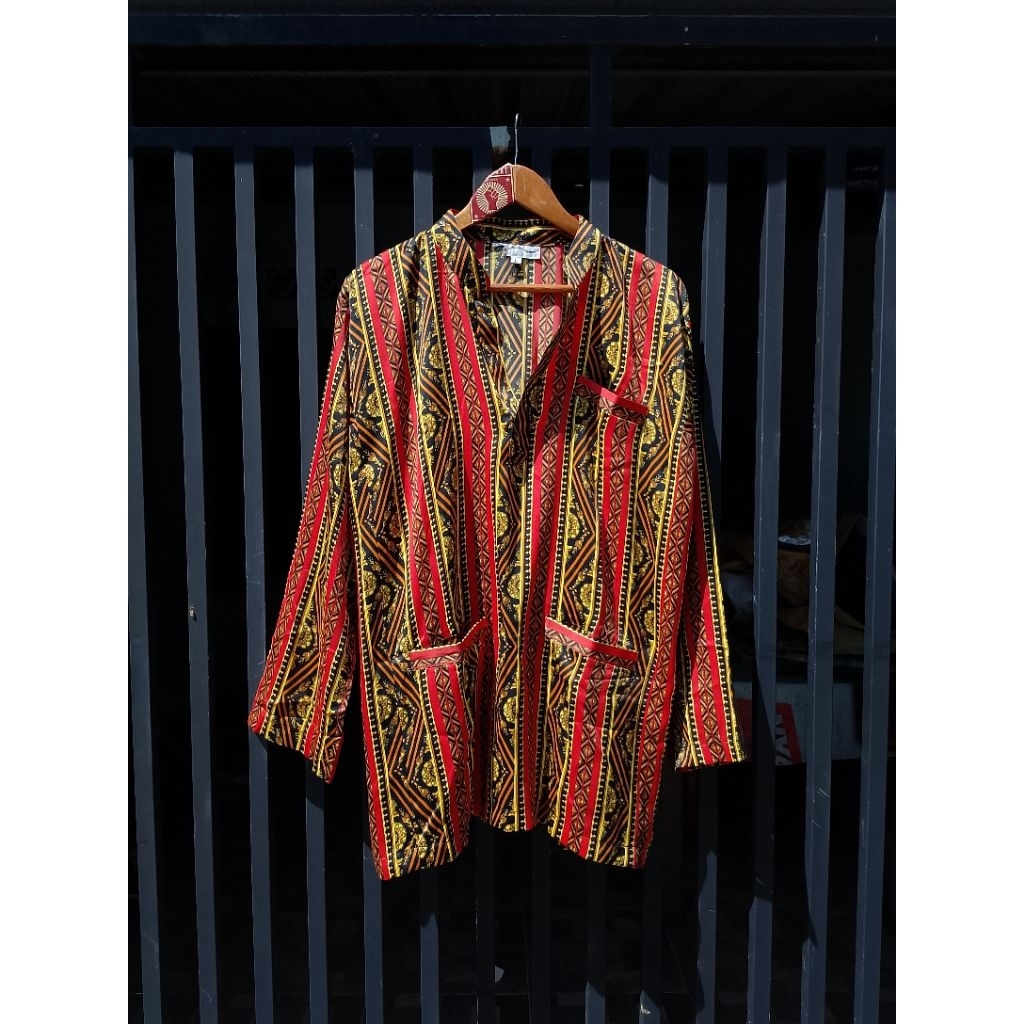 Kemeja Hippies Bohemian Sambalpuri Kurta Pyjamas Red Shirt Woodstock Boho Indies Psychedelic Blues S