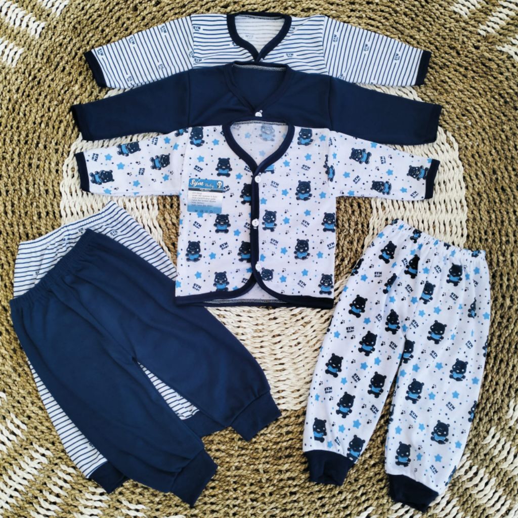 3 setel baju bayi baru lahir baju setelan panjang usia 0-3 bulan cewek cowok