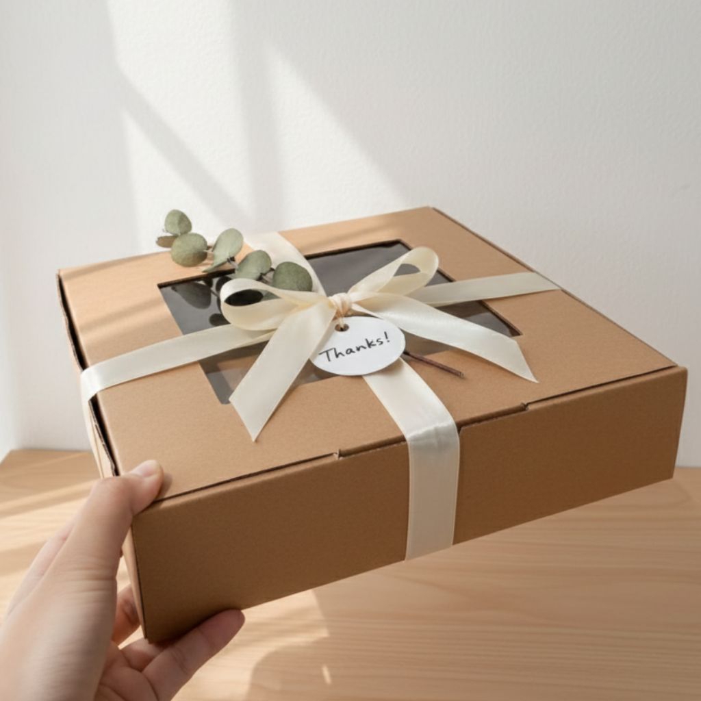 BOX MIKA 25x25x5 dan 25x25x7 kardus die cut, untuk kue hampers gift box mika