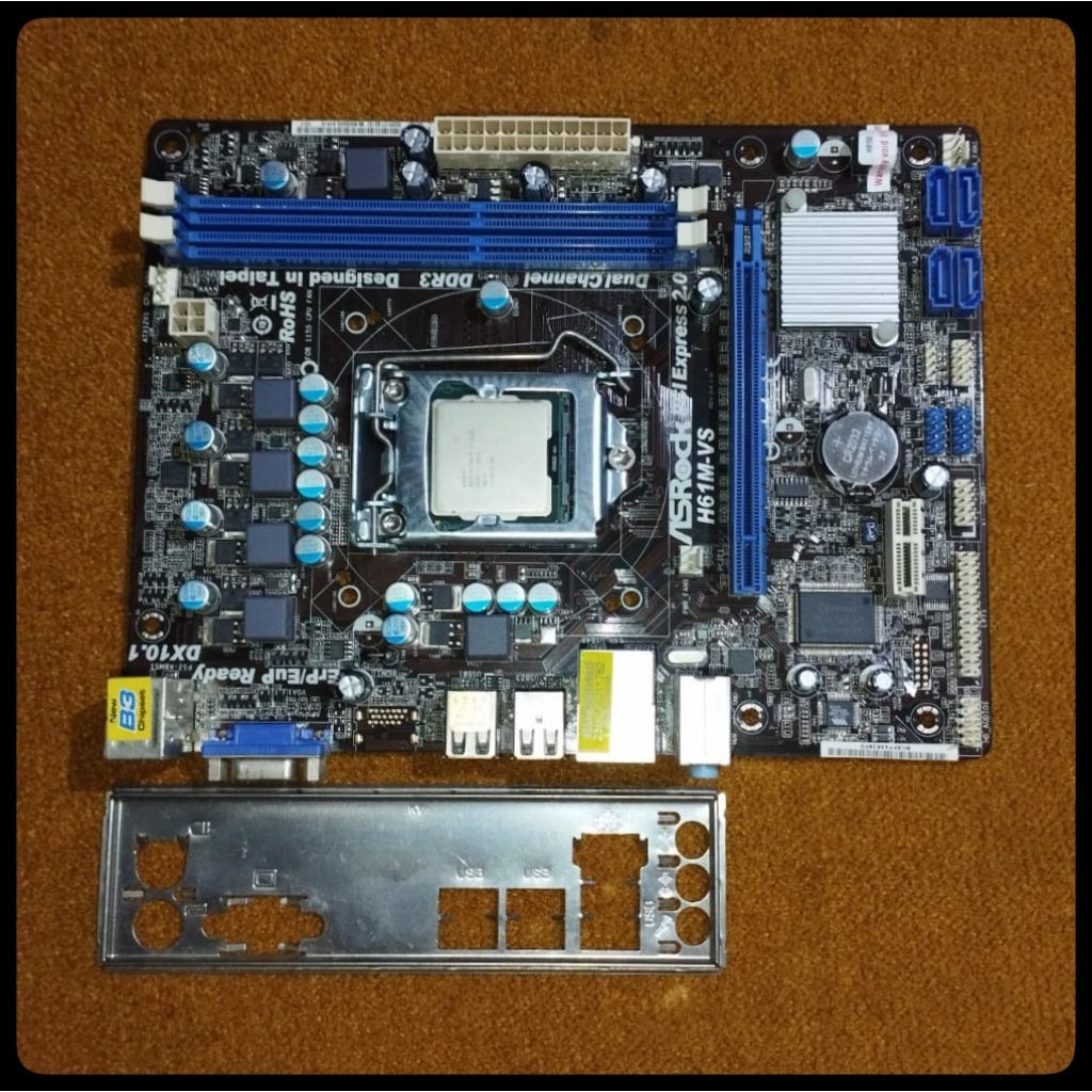 Paketan Mainboard DDR3 Asrock H61M-VS ft Prosesor intel I3-2100 LGA 1155