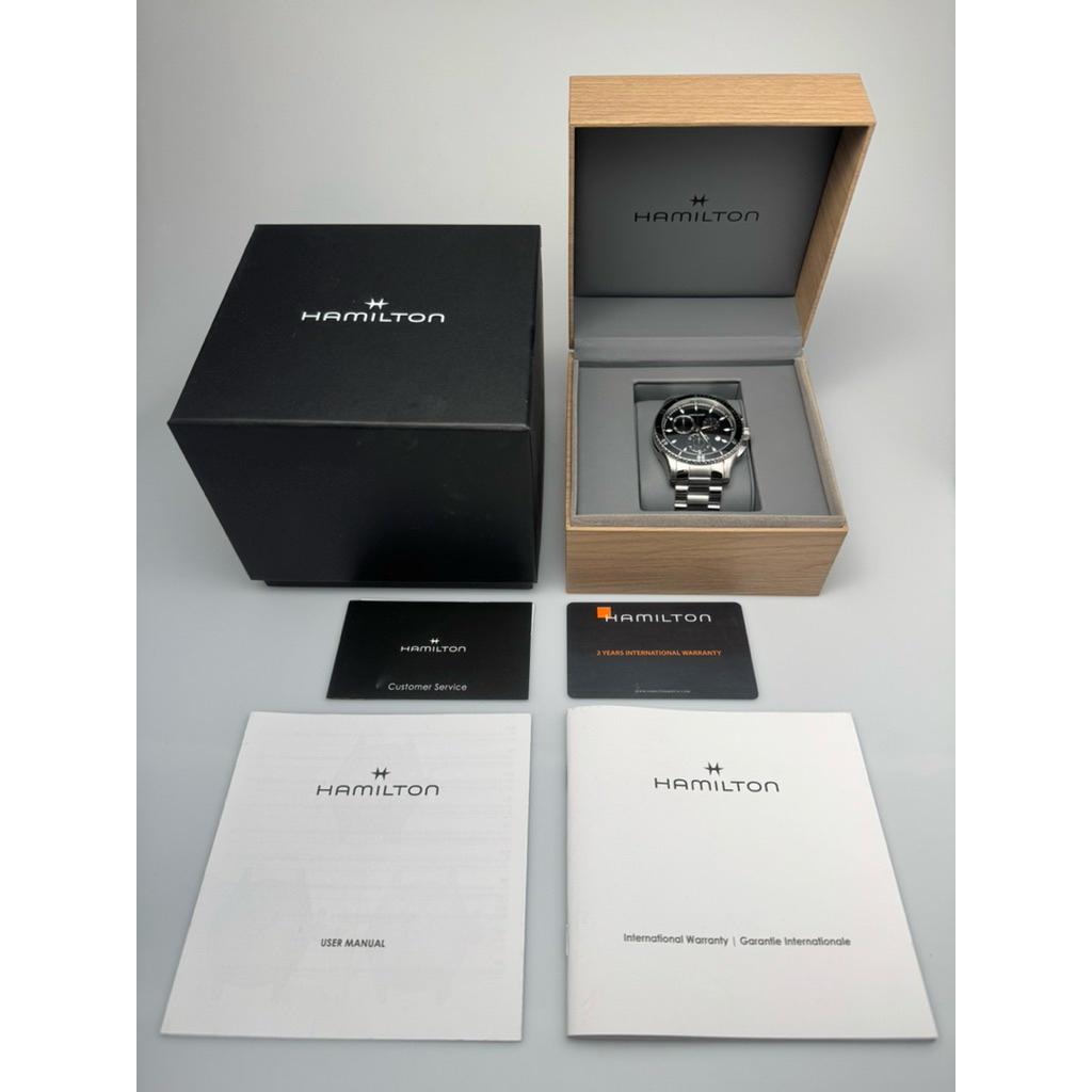 Jam Tangan Pria Original Hamilton Jazzmaster Seaview Chrono Quartz H37512131 Full Set Mint Condition