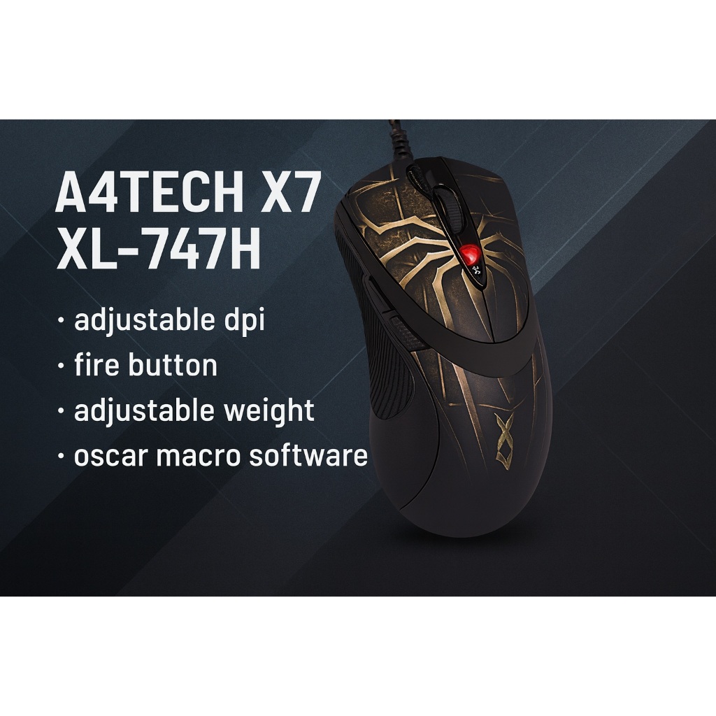 A4TECH X7 XL-747H SPIDER LASER GAMING MOUSE w/ Adjustable Weight
