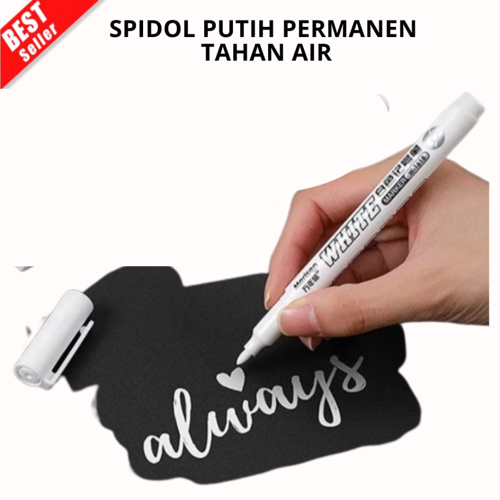 SPIDOL PUTIH PERMANEN TAHAN AIR WHITE MARKER/PENA SPIDOL CAT UNTUK BAN LUKISAN (SUD)