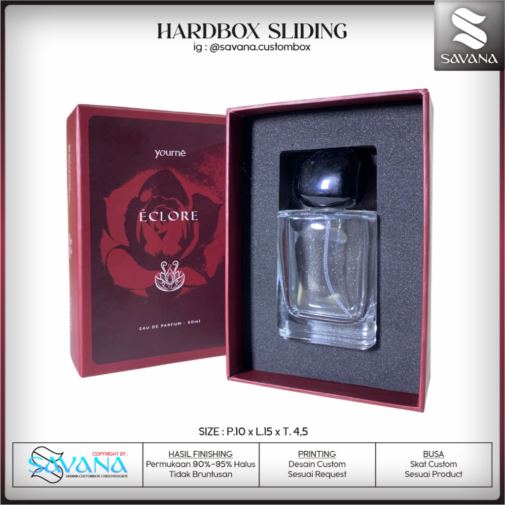 Hardbox Parfum 30-50ml Slidding - Custombox Parfum - Kemasan Parfum - Packaging Parfum - Premium Box