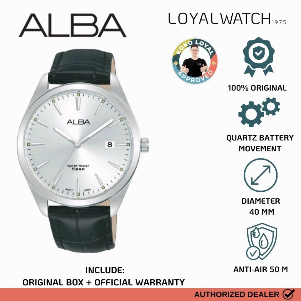 Jam Tangan Alba Pria AS9R03 Silver Hitam Original Garansi Resmi