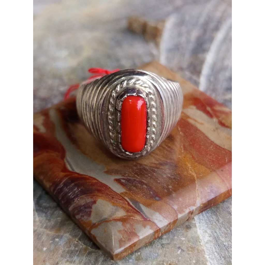 Merah Mardjan Kristal Ring Perak 925 Handmade