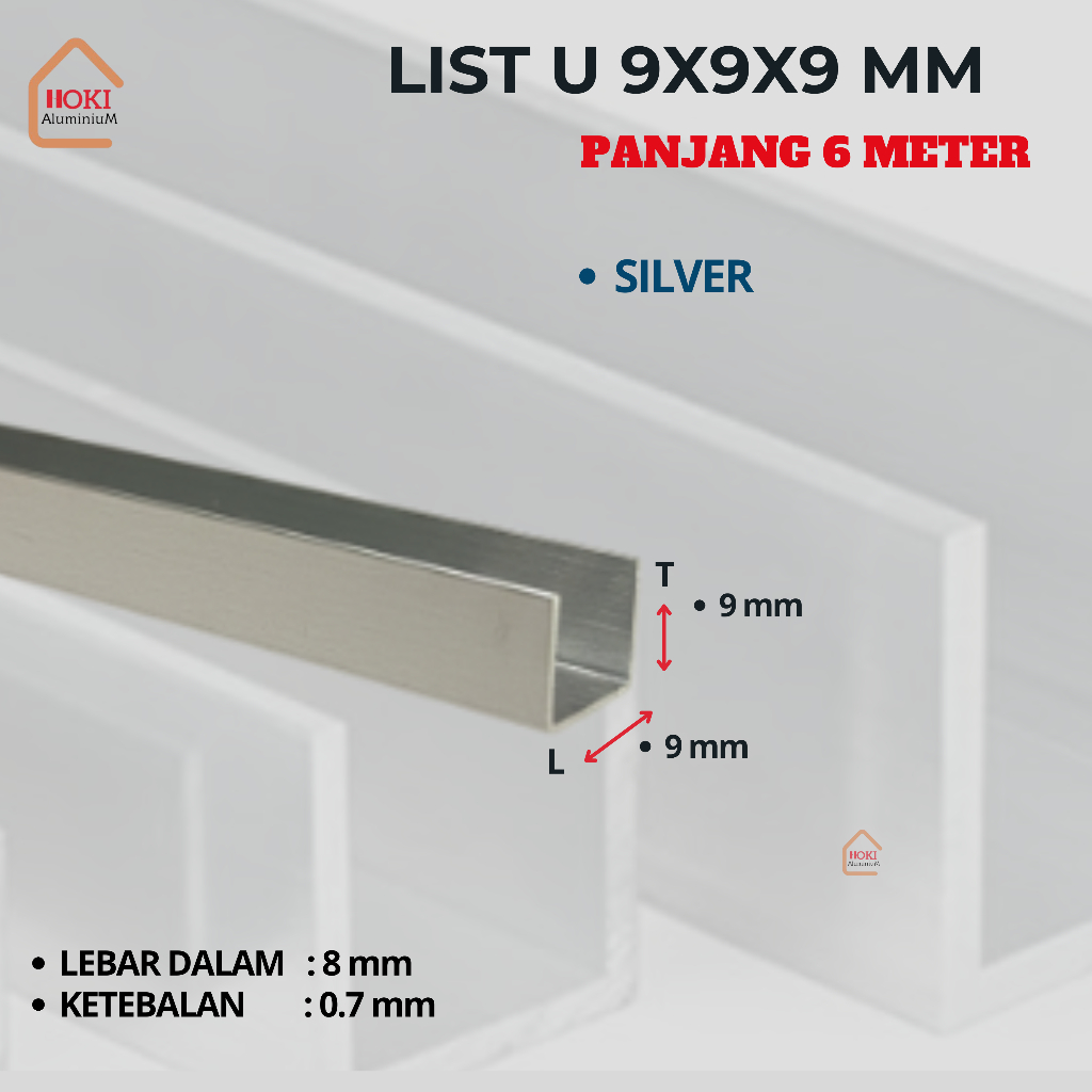 LIST U / CHANNEL U ALUMINIUM 9x9x9 MM *GRATIS ONGKOS POTONG*