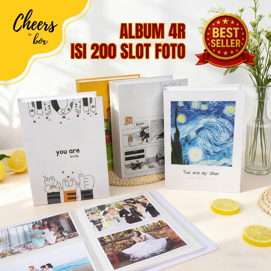 BUKU ALBUM 4R ISI 200 FOTO / Tempat Photo Hardcover / PHOTOBOOK Kenangan / Wedding / Bayi / Sekolah