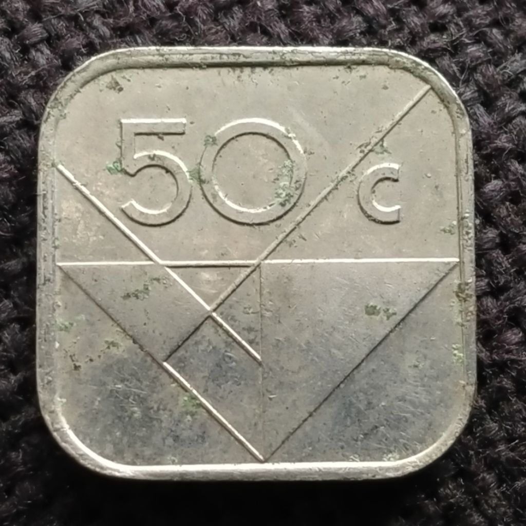 Koin Kuno Aruba 50 Cents kotak tahun 1999