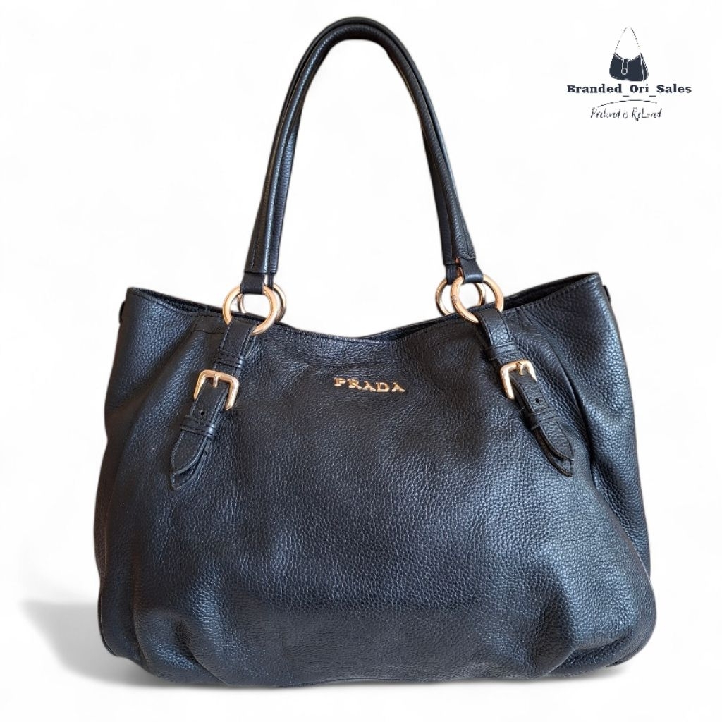 TAS TOTE PRD BLACK LEATHER TOTE BAG