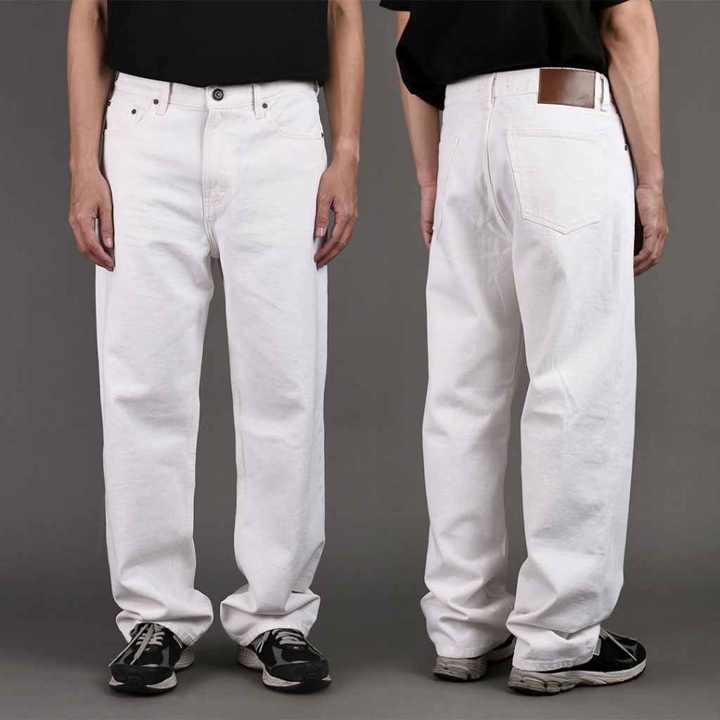 Warning Clothing - Denimes 1.445 Prewashed Non Stretch Loose Fit Straight Jeans Pria Putih