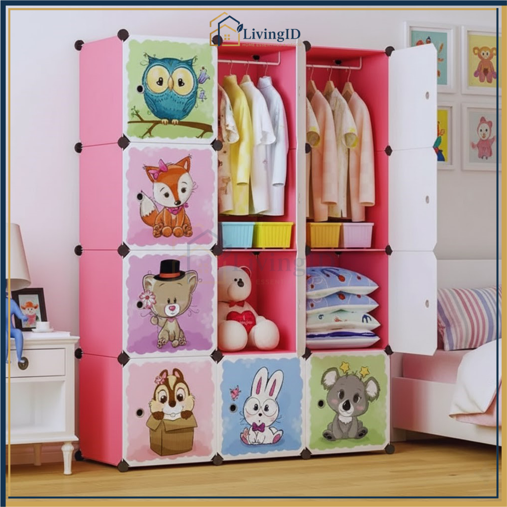 LivingID Lemari Plastik 12 Pintu / Lemari Pakaian Portable / Lemari Baju 12 Pintu / Rak Serbaguna