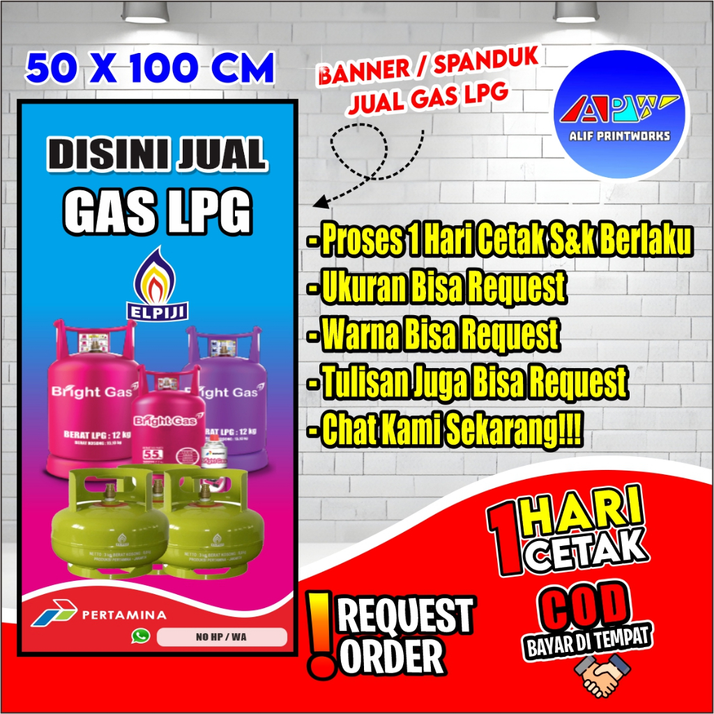 SPANDUK BANNER GAS LPG UKURAN 50X100 CM / SPANDUK BANNER GAS LPG UKURAN 50X100 CM