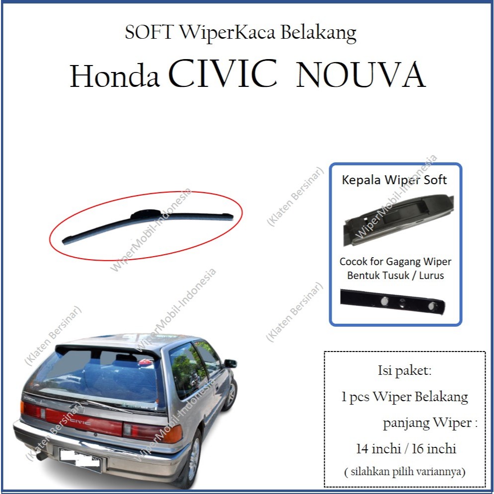 Soft Wiper Kaca Belakang Honda Civic Nouva 1989 1990 1991