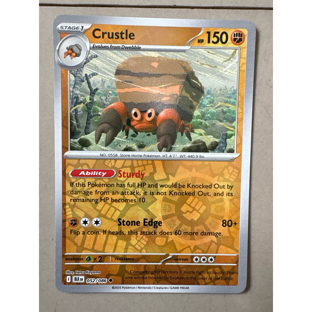 kartu pokemon original holo reverse crustle blk 052/086