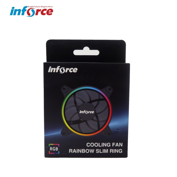 Inforce Cooling Fan Rainbow Slim Ring Hydro Bearing 120mm Fan Case Kipas Casing