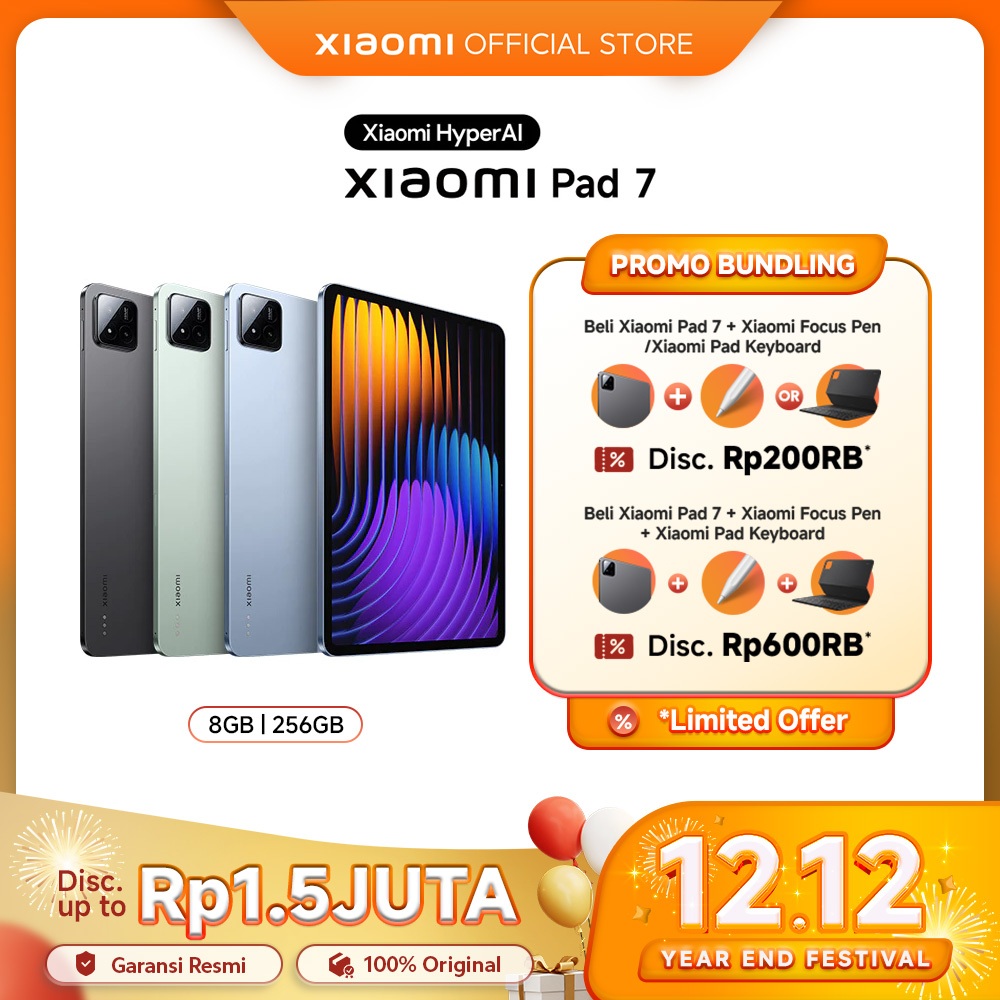 Xiaomi Pad 7 (8/256GB) | Snapdragon 7+ Gen 3 | Layar 11.2 3.2K 144Hz Dolby Vision Atmos | Ultra-thin