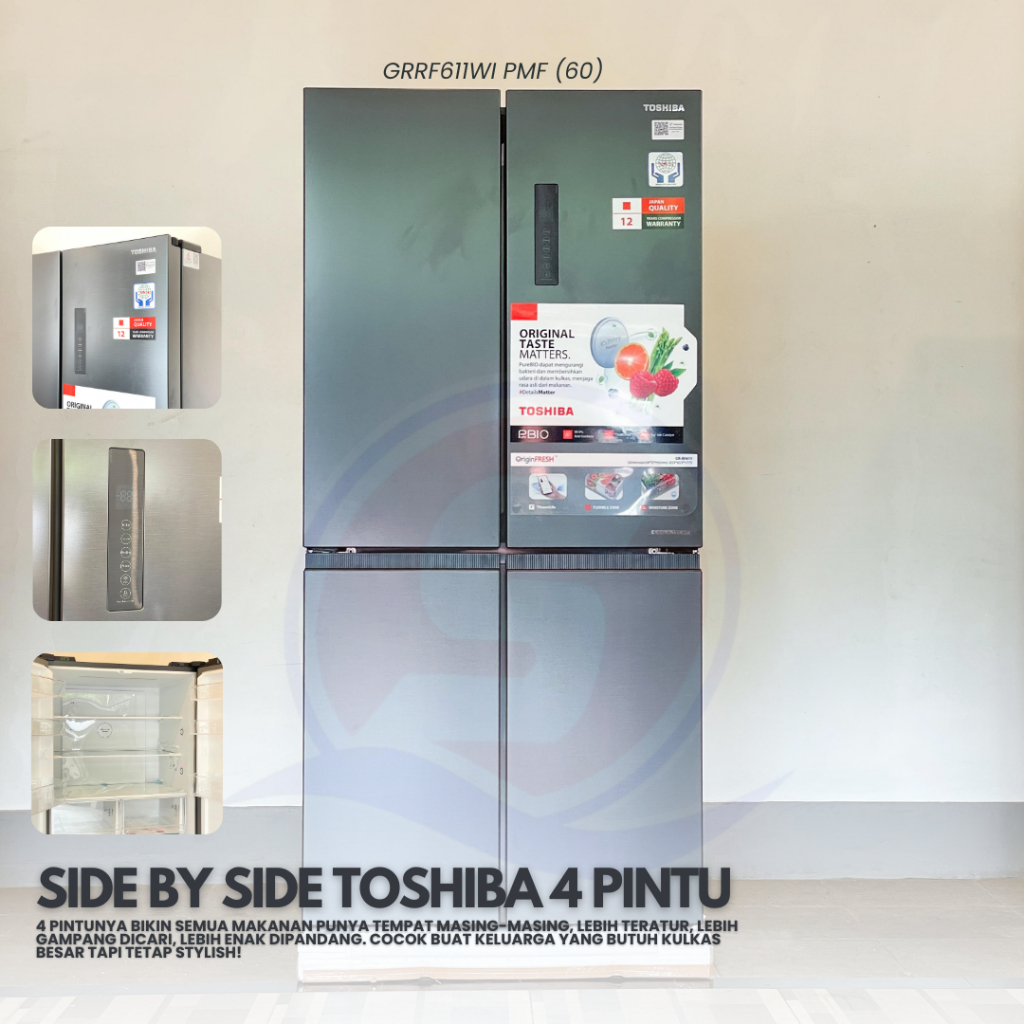 KULKAS 4 PINTU TOSHIBA | SIDE BY SIDE 4 PINTU JUMBO MULTIDOOR