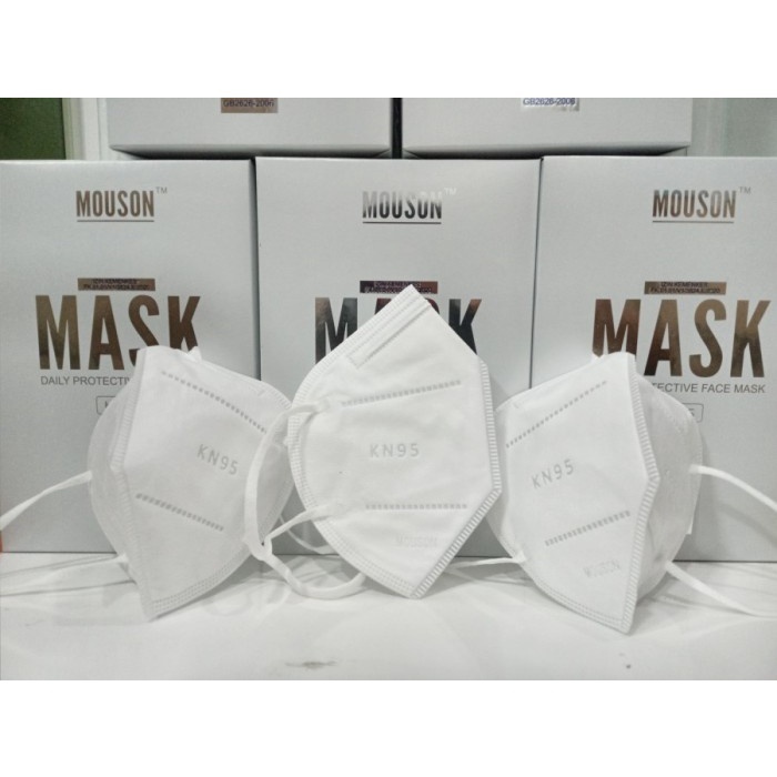 Masker Mouson KN95 Hitam Putih Isi 50pcs