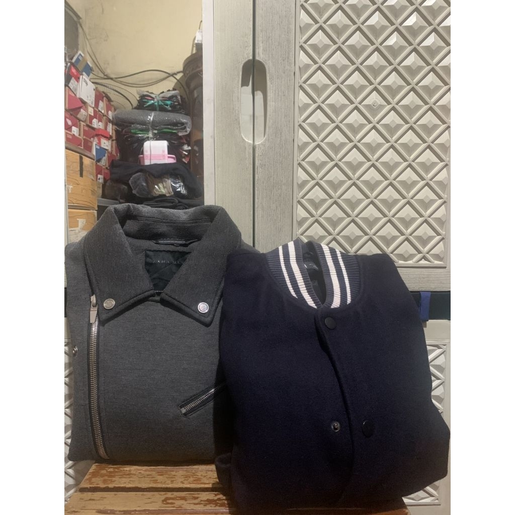 ORIGINAL JACKET BOMBER ZARA ZIPPER BIKER WOOL STRETCH STRAP