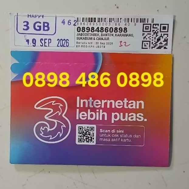 Nomor Cantik Tri 11 Digit Kartu Perdana 3 Three Tree 11 nomer angka 4G Murah Termurah