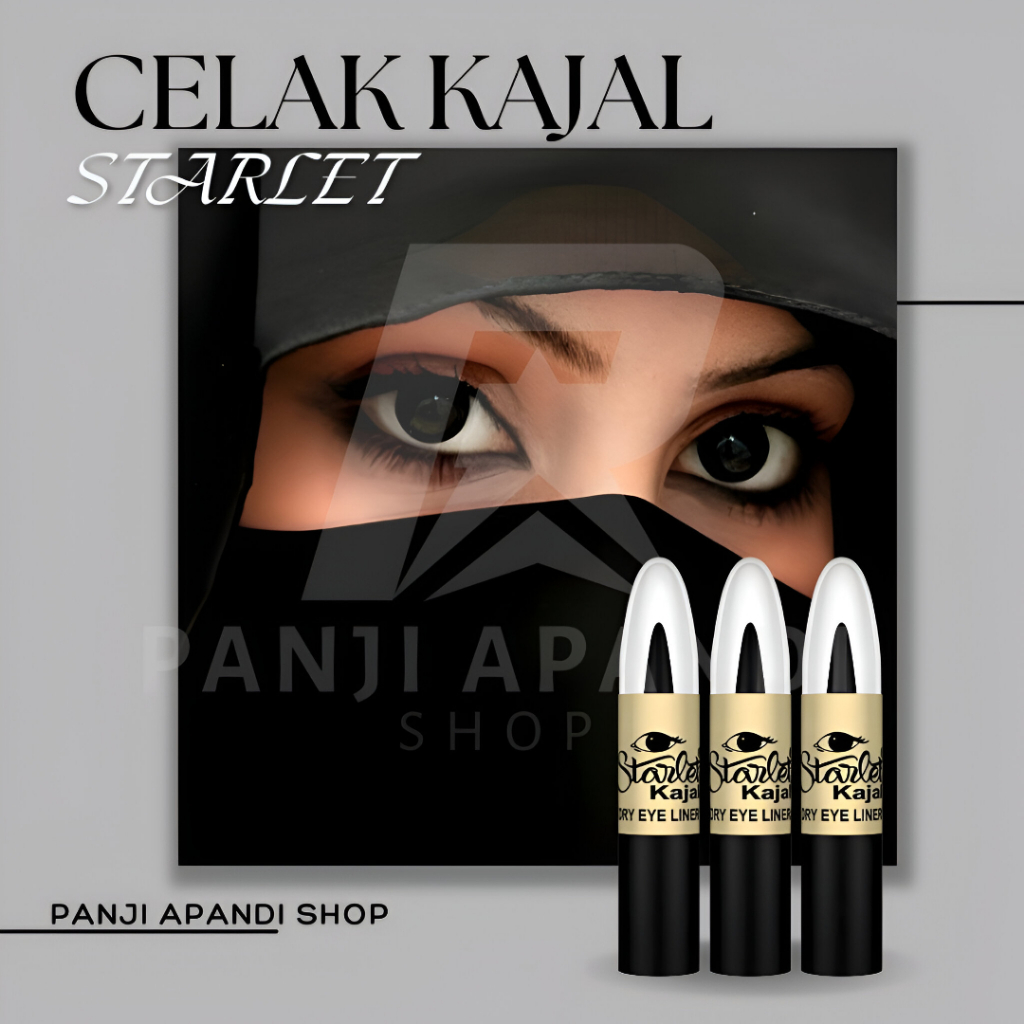 Celak Mata STARLET KAJAL Stick Herbal Sensasi Mint, Eyeliner Halal Aman Waterproof Asli India BPOM
