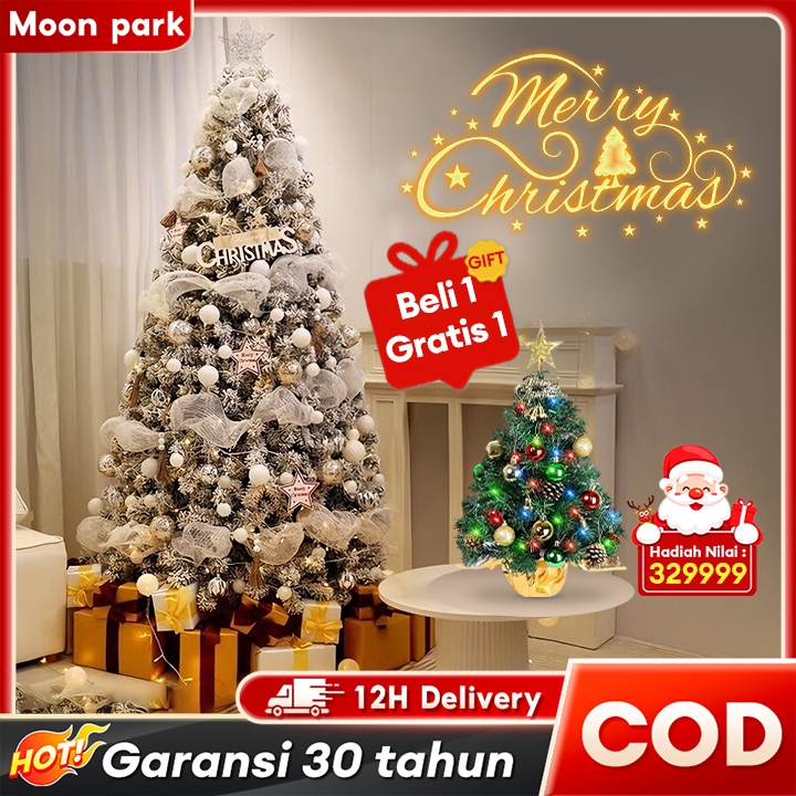 [Model Baru2025]BEIGE Pohon Natal Lengkap Dengan Hiasan Pohon Natal 2 Meter Besar Hiasan Natal