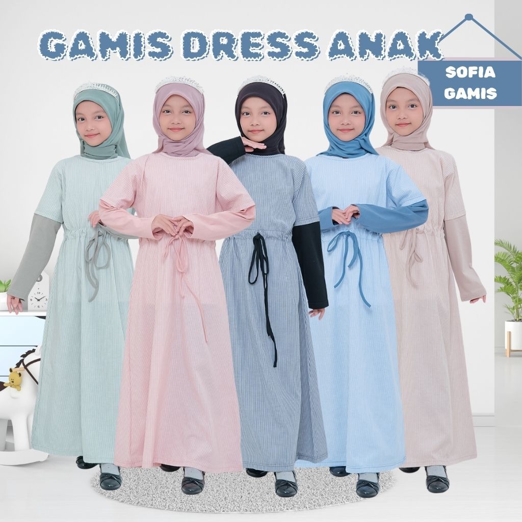 Gamis Anak Tanggung Perempuan Busana Muslimah Kids - Sofia Dress