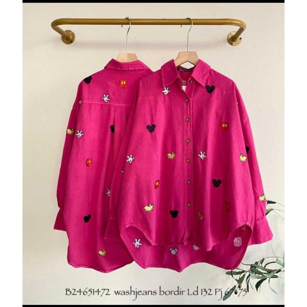Real pic ORIGINAL dan TERMURAH Kemeja Oversize soft jeans PREMIUM Butik / Kemeja Jumbo Jeans fashion