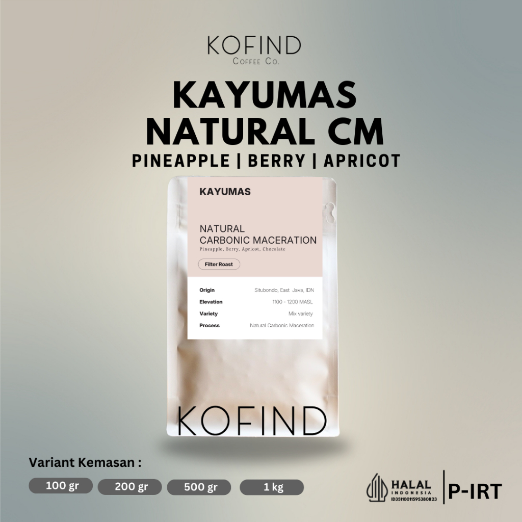 Biji Kopi Arabika Java Kayumas Situbondo Natural CM (Carbonic Maceration) 100gr - 1kg - Kopi Special
