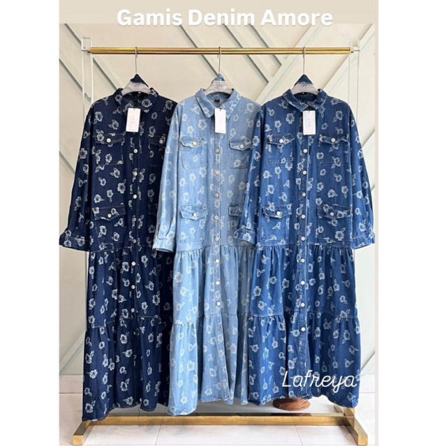 gamis denim amore, dress lfy, gamis lafreya, dress premium import, gamis mewah, dress bangkok