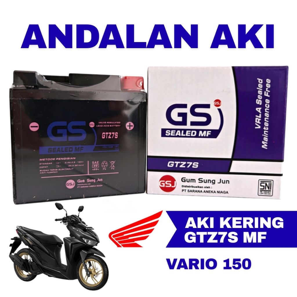 Aki Motor Honda Vario 150 GTZ7S Aki Kering Accu Kering MF