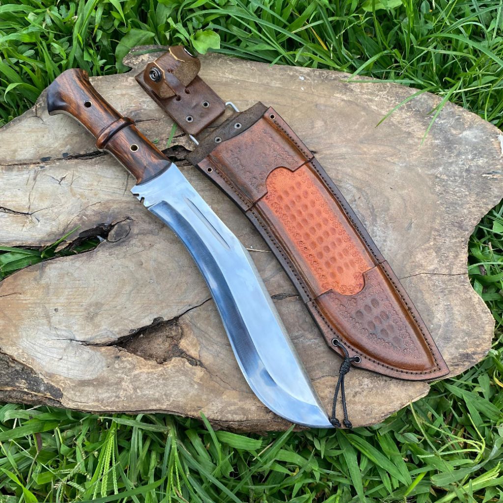 Golteb Model Kukri serbaguna panjang bilah 27 cm sarung kulit sapi asli original terlaris
