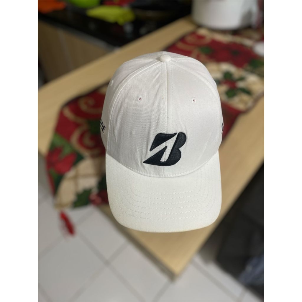 TOPI PUTIH LOGO B BRIDGESTONE GOLF UKURAN BESAR L XL