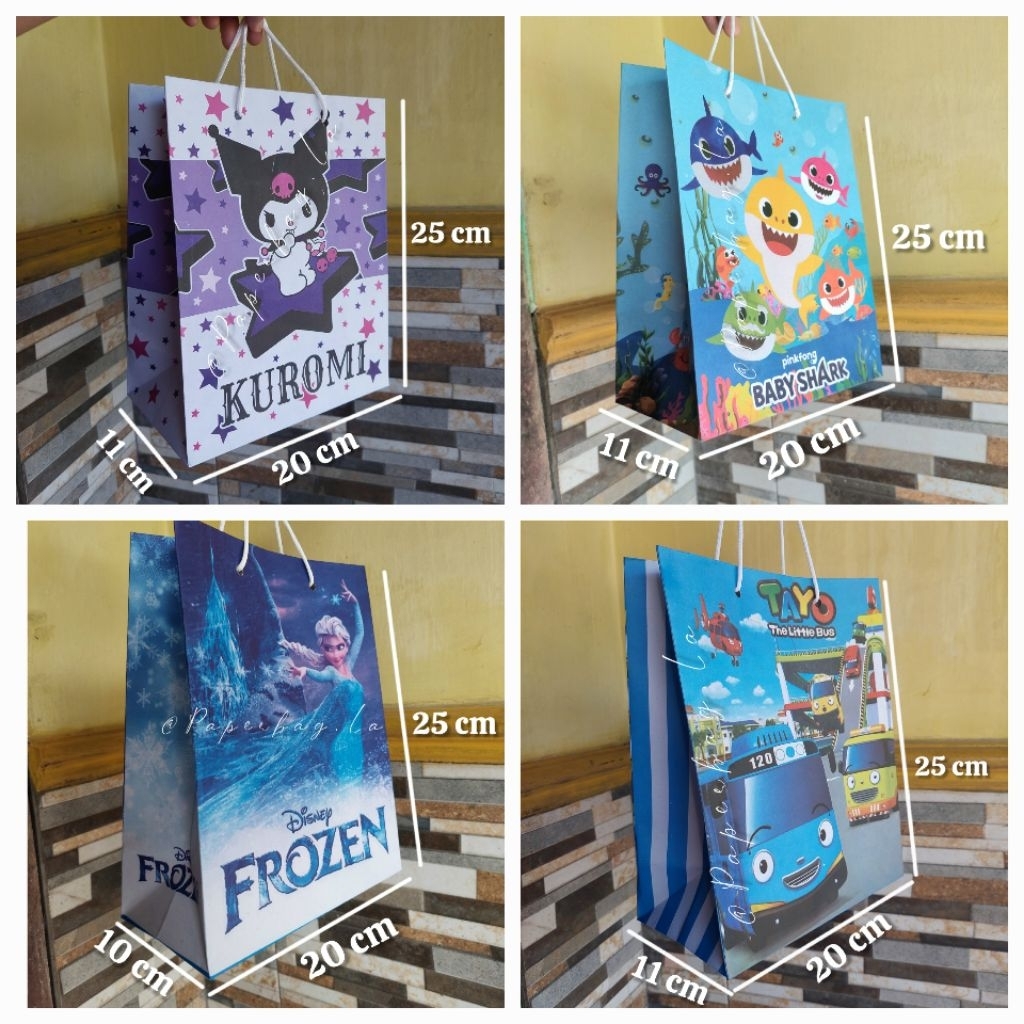 ISI 12 Paperbag Ultah Karakter Kuromi / Baby shark Kfc