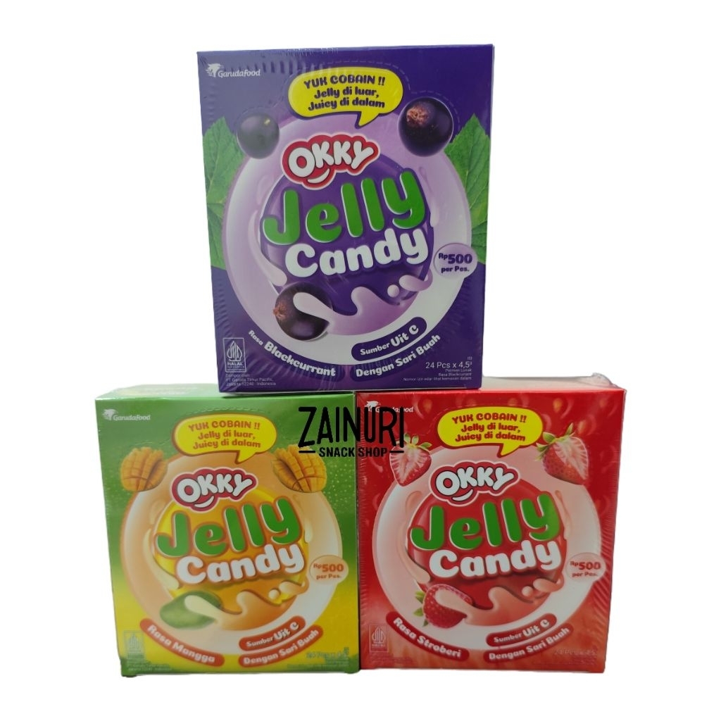 Okky Jelly Candy 1 Box Isi 24 Pcs – Jelly Kenyal Juicy di Dalam