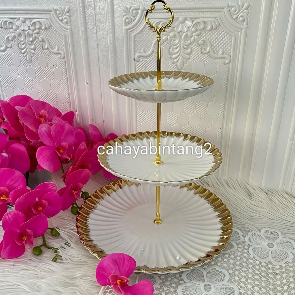 Wadah Kue Bertingkat Air Mancur Keramik Marble Fiorenza 336