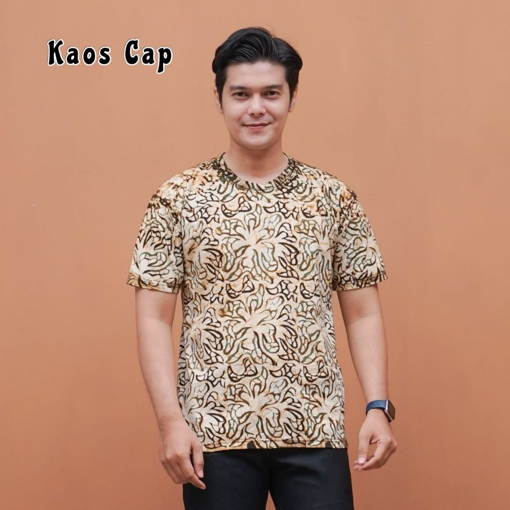 Kaos Cap Etnik Murah Pria Batik Bahan Katun Lengan Pendek Nyaman Batik Pekalongan Keren Dewasa