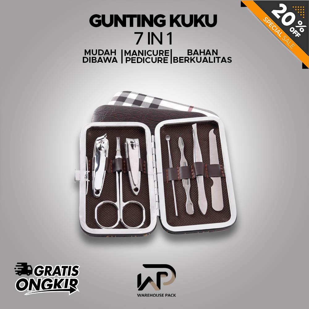 Gunting Kuku 7 in 1 | Alat Potong Kuku 1 Set | Gunting Kuku Set Box | Alat Manicure Pedicure