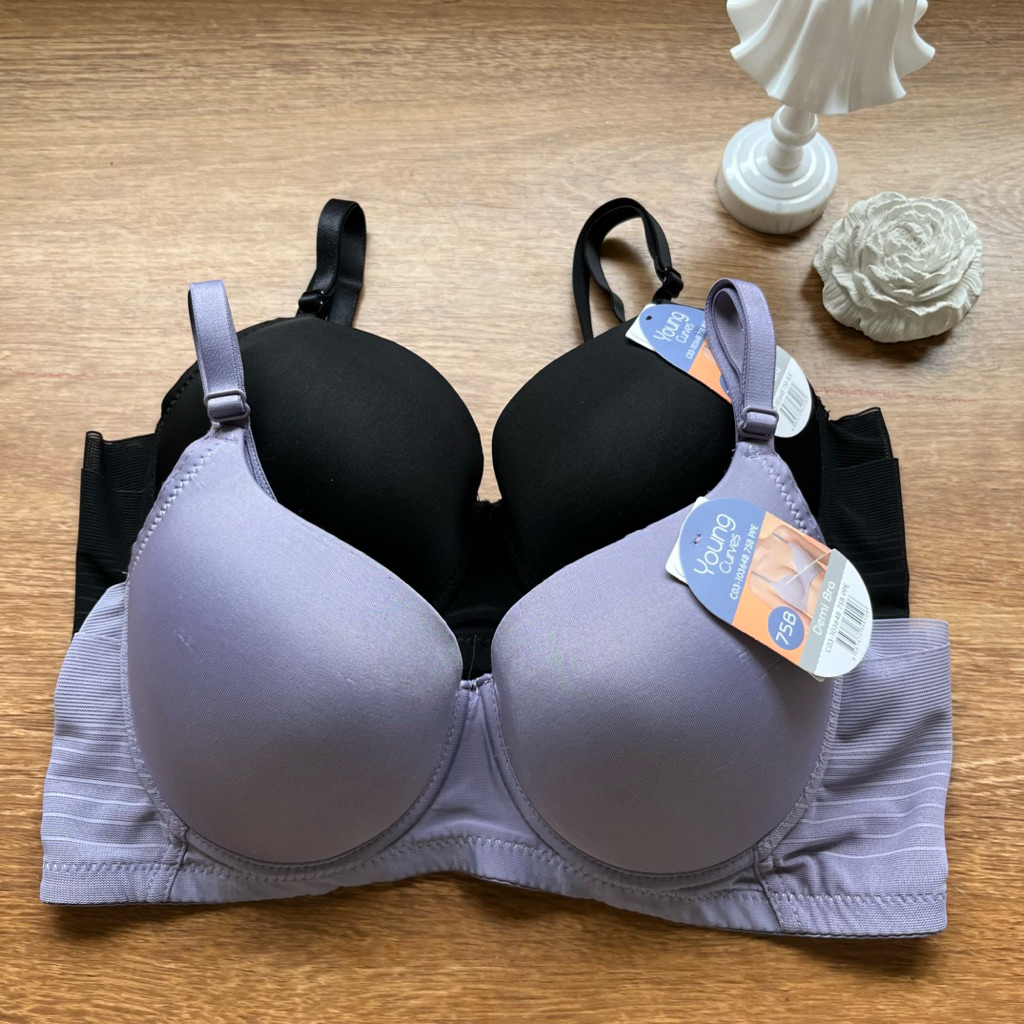 YOUNG CURVES BRA BERKAWAT BUSA TIPIS RATA 32B B70 34B B75 DEMI BRA YOUNG CURVES BH SEMI SEAMLESS PEN