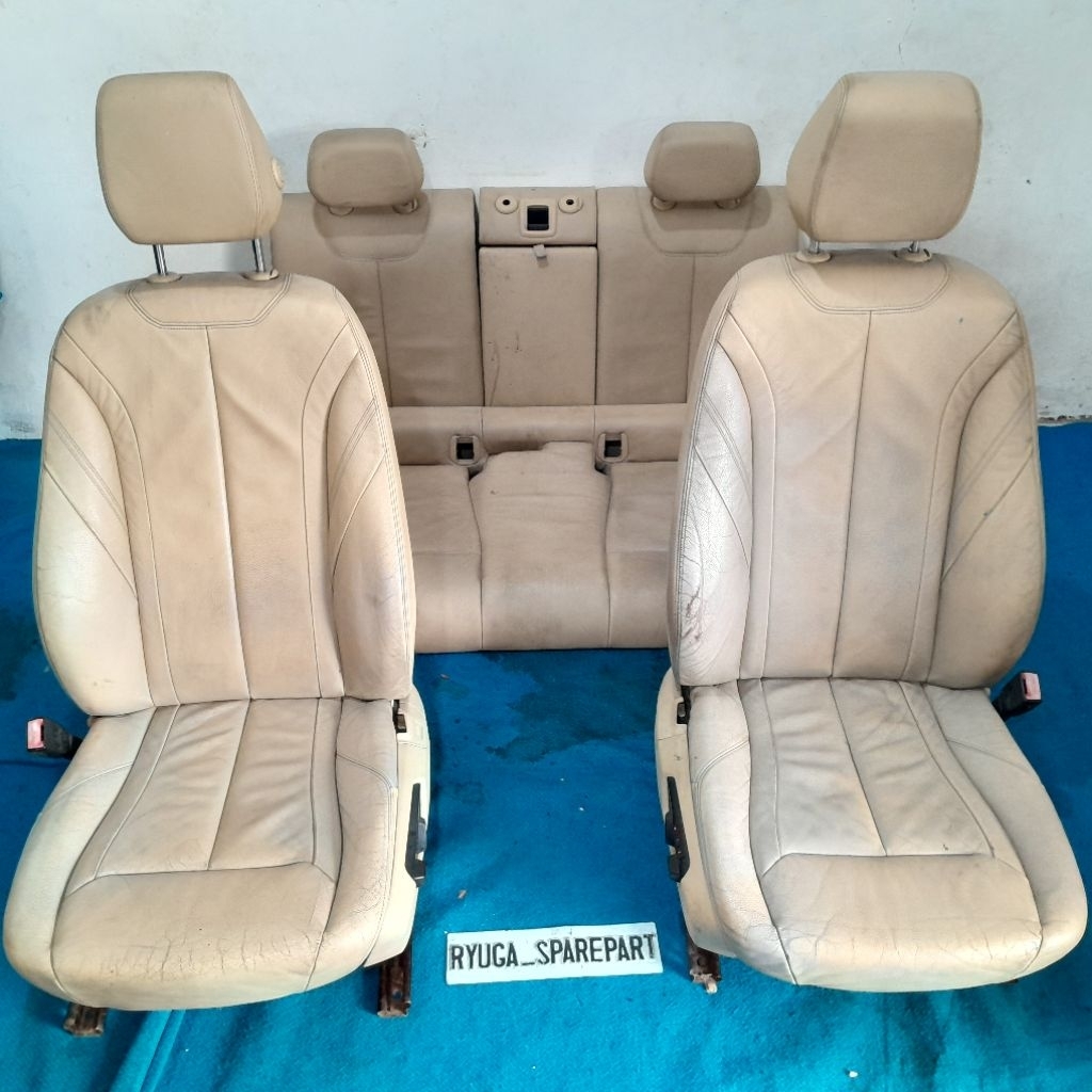 Paketan Jok Electrik Depan Belakang Kulit Beige Original BMW F30 Seri 3
