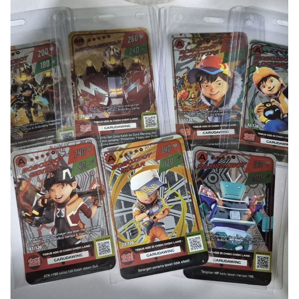 Kartu boboiboy beliung mega gentar halilintar sopan sorry kartu pendukung AR SR galaxy card foil hol